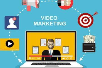 "Video marketing concept showing a smartphone, play button, and analytics graph indicating growth and engagement"